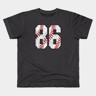 Vintage #86 Baseball Laces Baseball Mom Jersey Love Baseball Kids T-Shirt